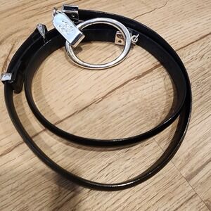 VTG Ralph Lauren Black Italian Leather Skinny O-Ring Belt S/M Equestrian Luxury